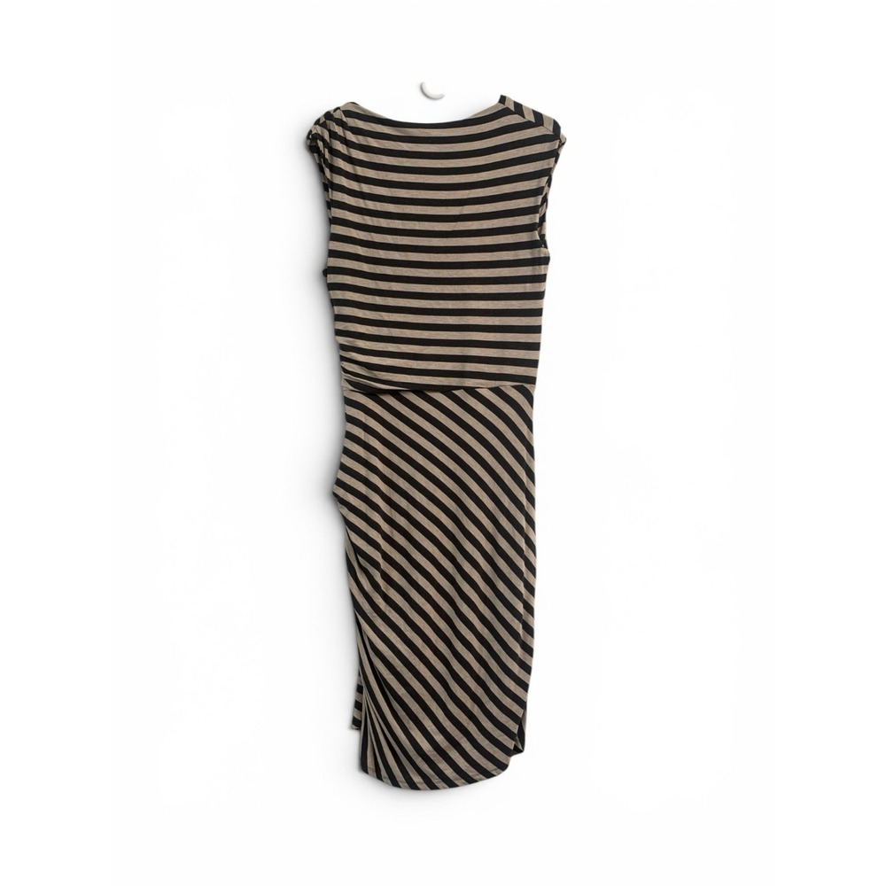Jersey knit dress, Bordeaux (Anthropologie), striped faux-wrap bodycon dress - Picture 2 of 5